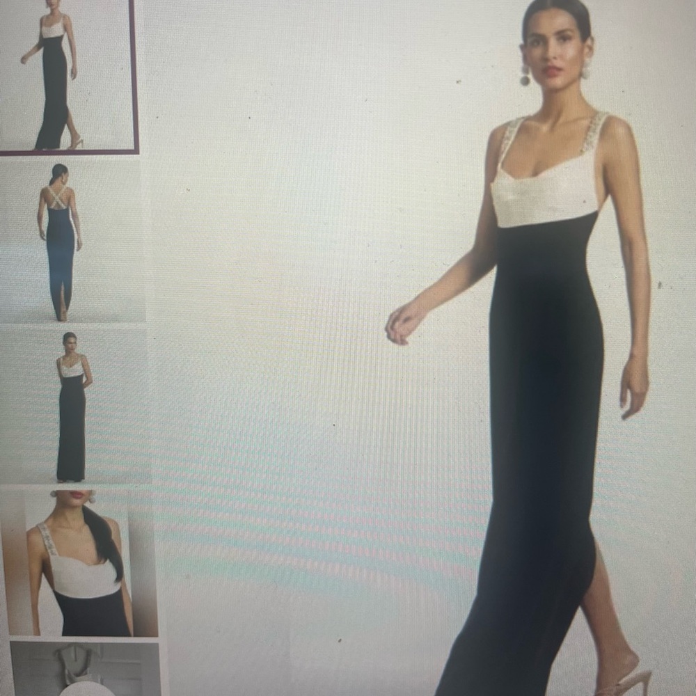 Elegant Black and White Evening Gown